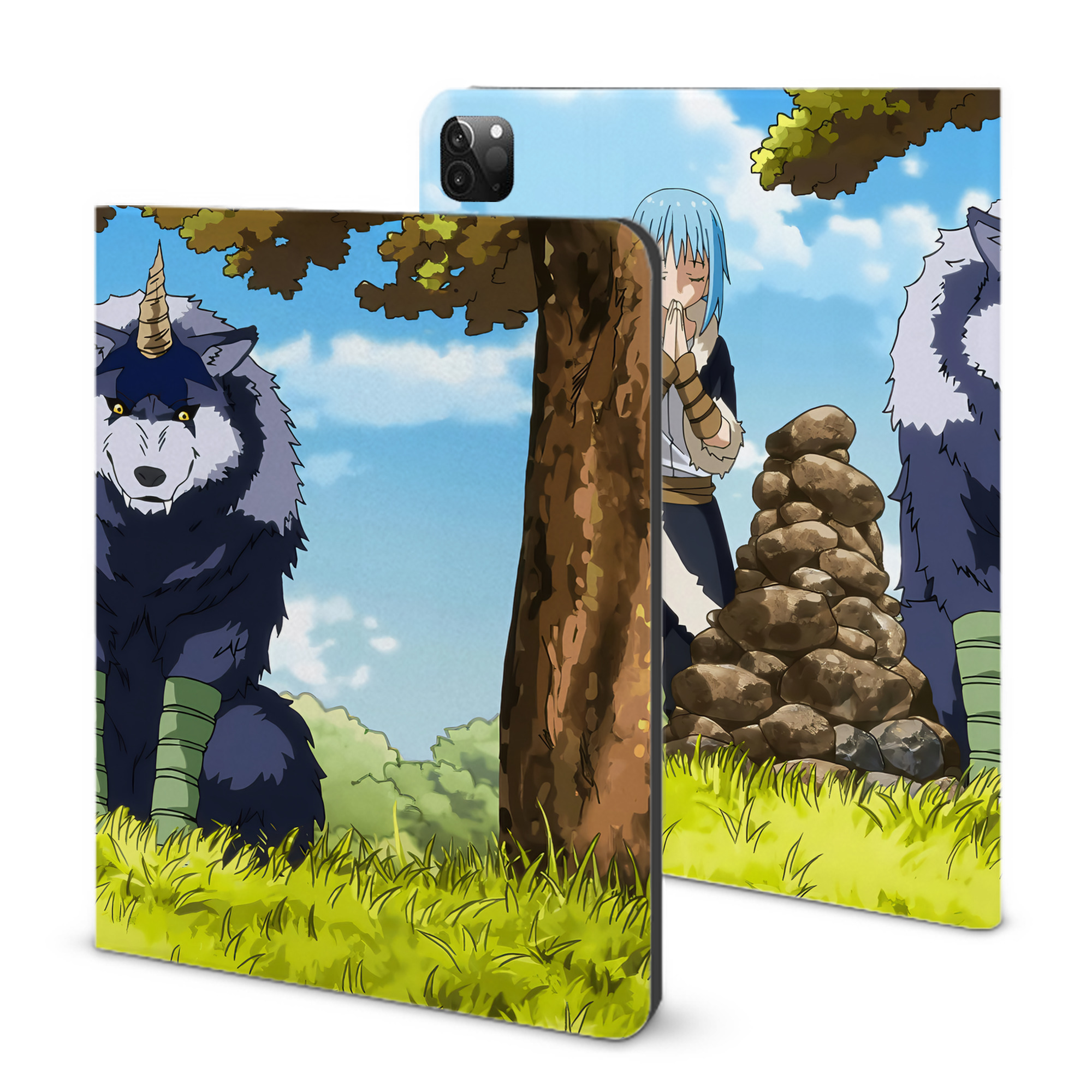 （画像用） 転スラ Regarding Reincarnated to Slime IPadケース ペンホルダー付き ブックスタイルデザイン